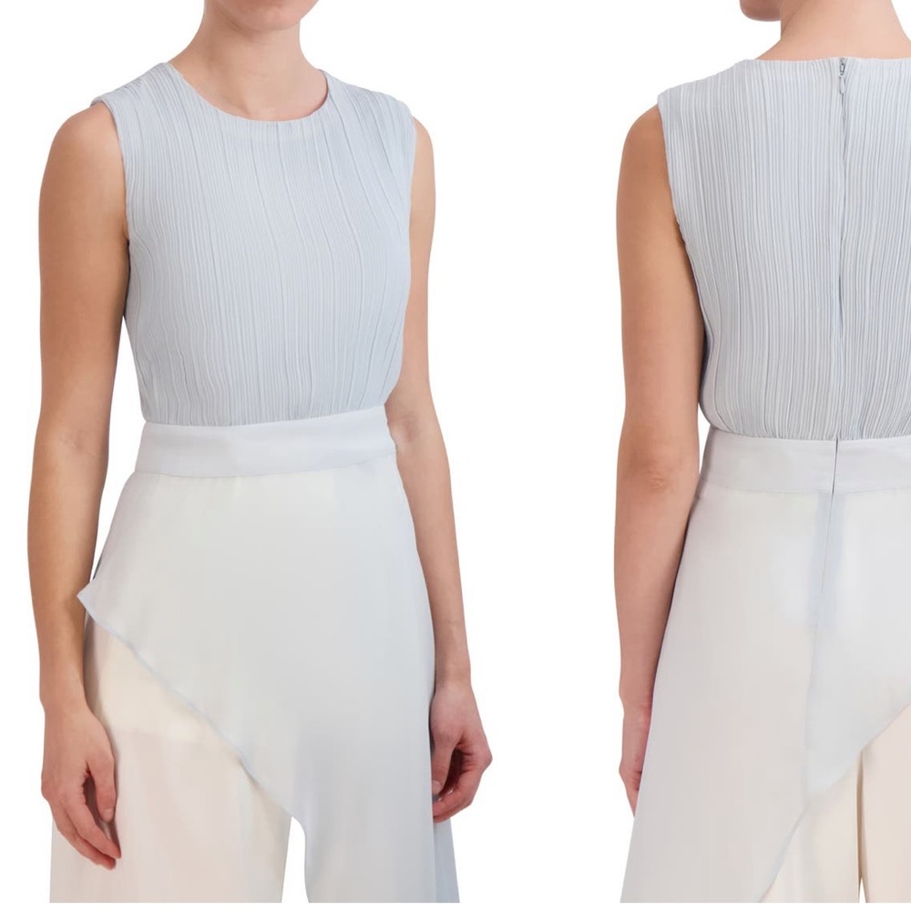 Bcbgmaxazria asymmetric hem sleeveless blouse
